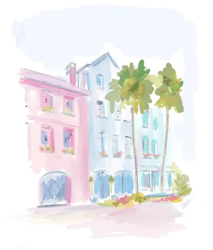 COASTAL RAINBOW ROW - CANVAS 30x40 PRINT