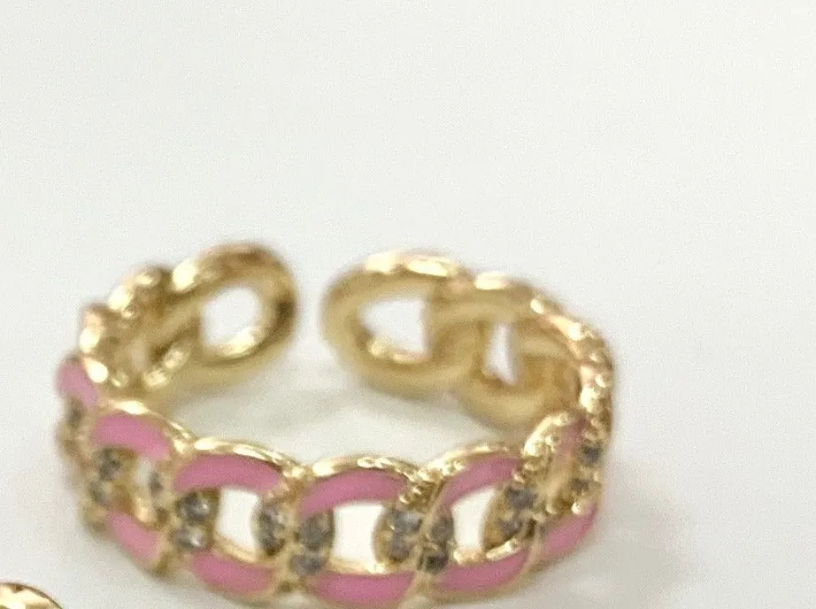 Color Splash Rhinestone Ring by B.b.Lila - Light Pink