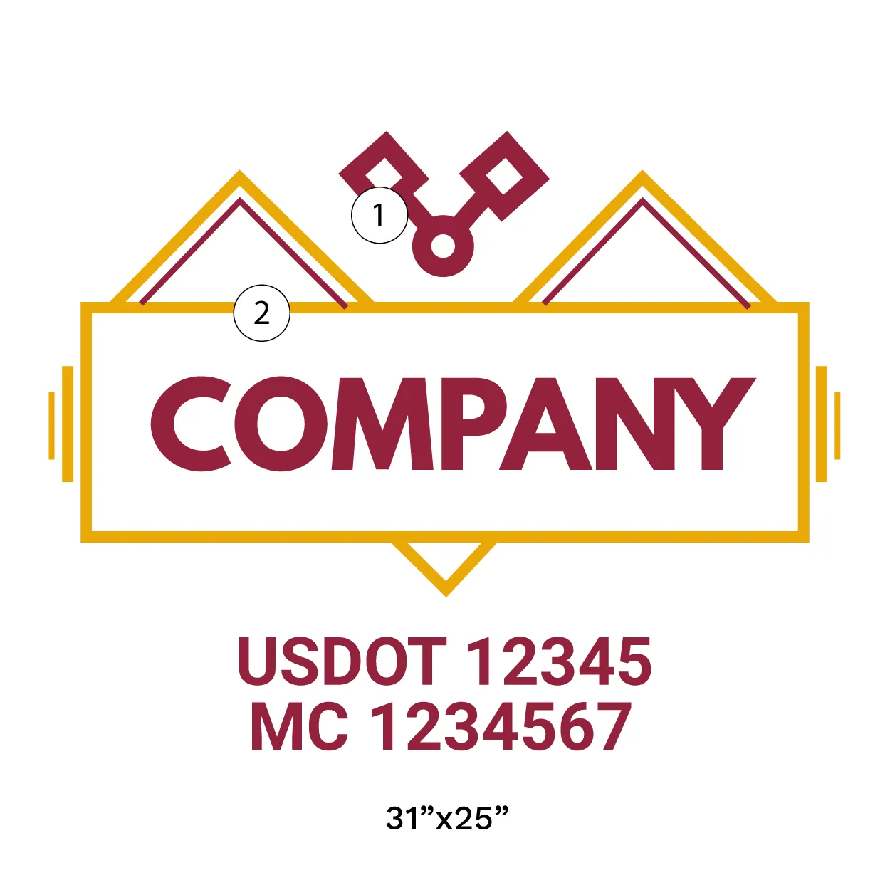 Company Name Truck Door Decal (USDOT), 2 Pack