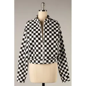 Cropped Checkered Jacket