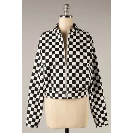 Cropped Checkered Jacket