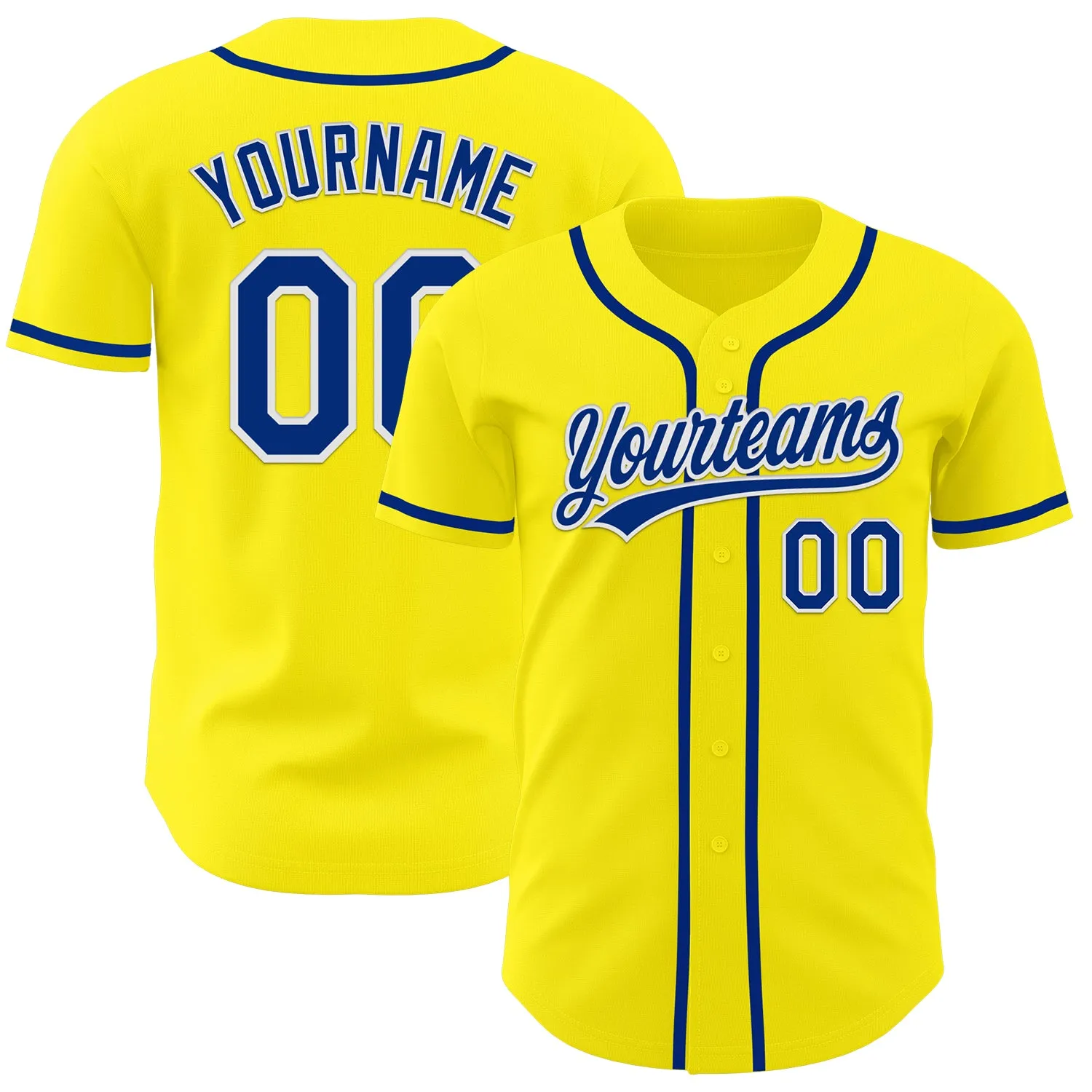 Custom Light Yellow Royal-White Authentic Baseball Jersey