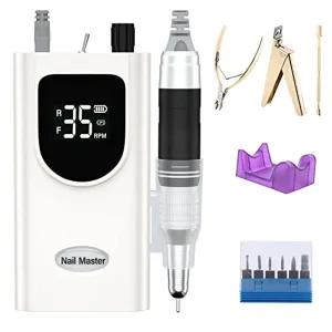 Delanie Nail Drill Machine (White) & Acrylic Nail Clipper, Trimmer & Cuticle Pusher Set