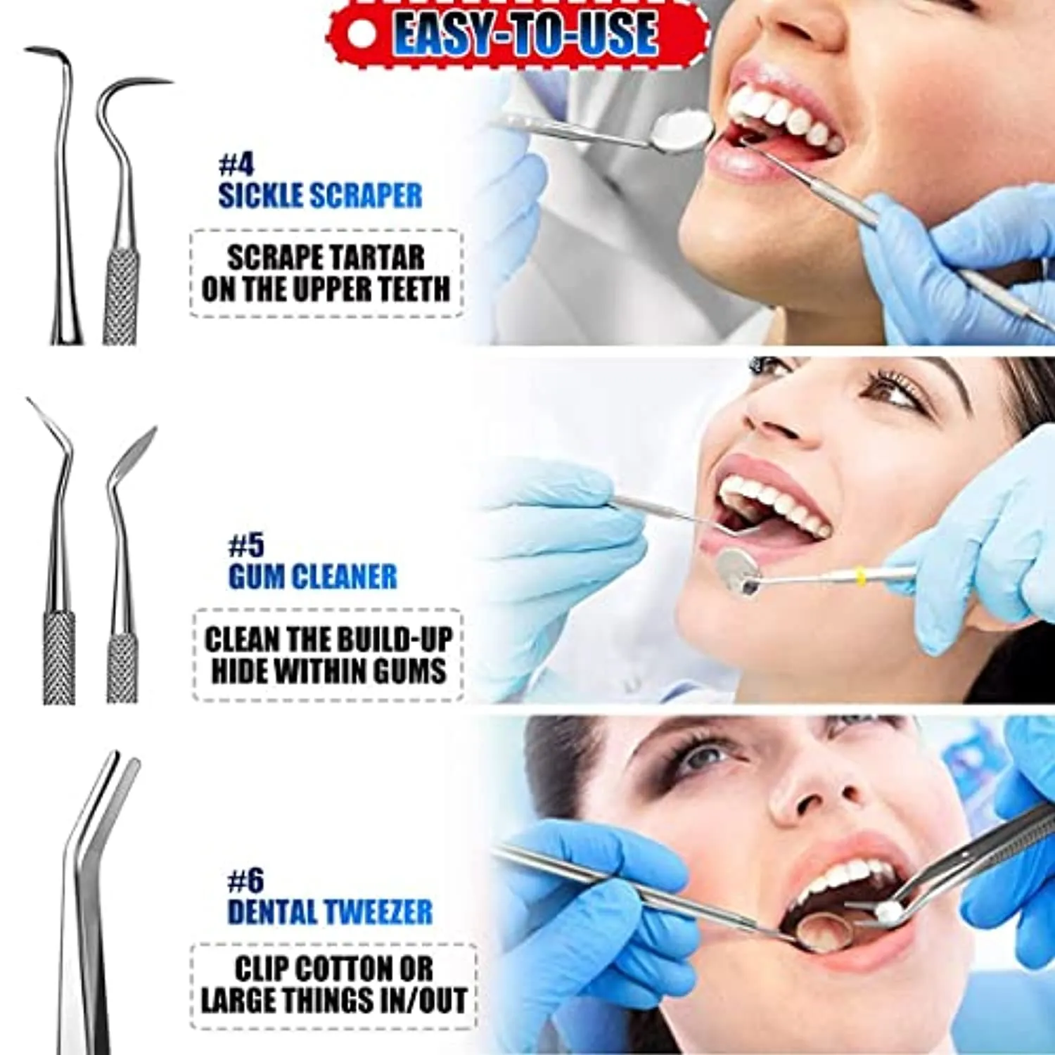 Dental Tools, Plaque Remover for Teeth, Professional Dental Hygiene Cleaning Kit, Stainless Steel Tooth Scraper Plaque Tartar Remover Cleaner, Dental Pick Scaler Oral Care Tools Set - with Case