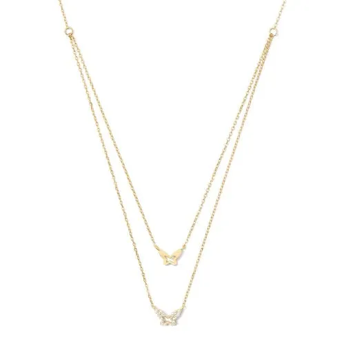 Double layer butterfly necklace