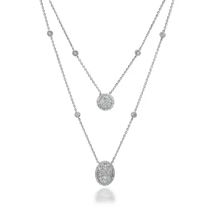 Double Layer Circle/Oval Halo Choker Necklace