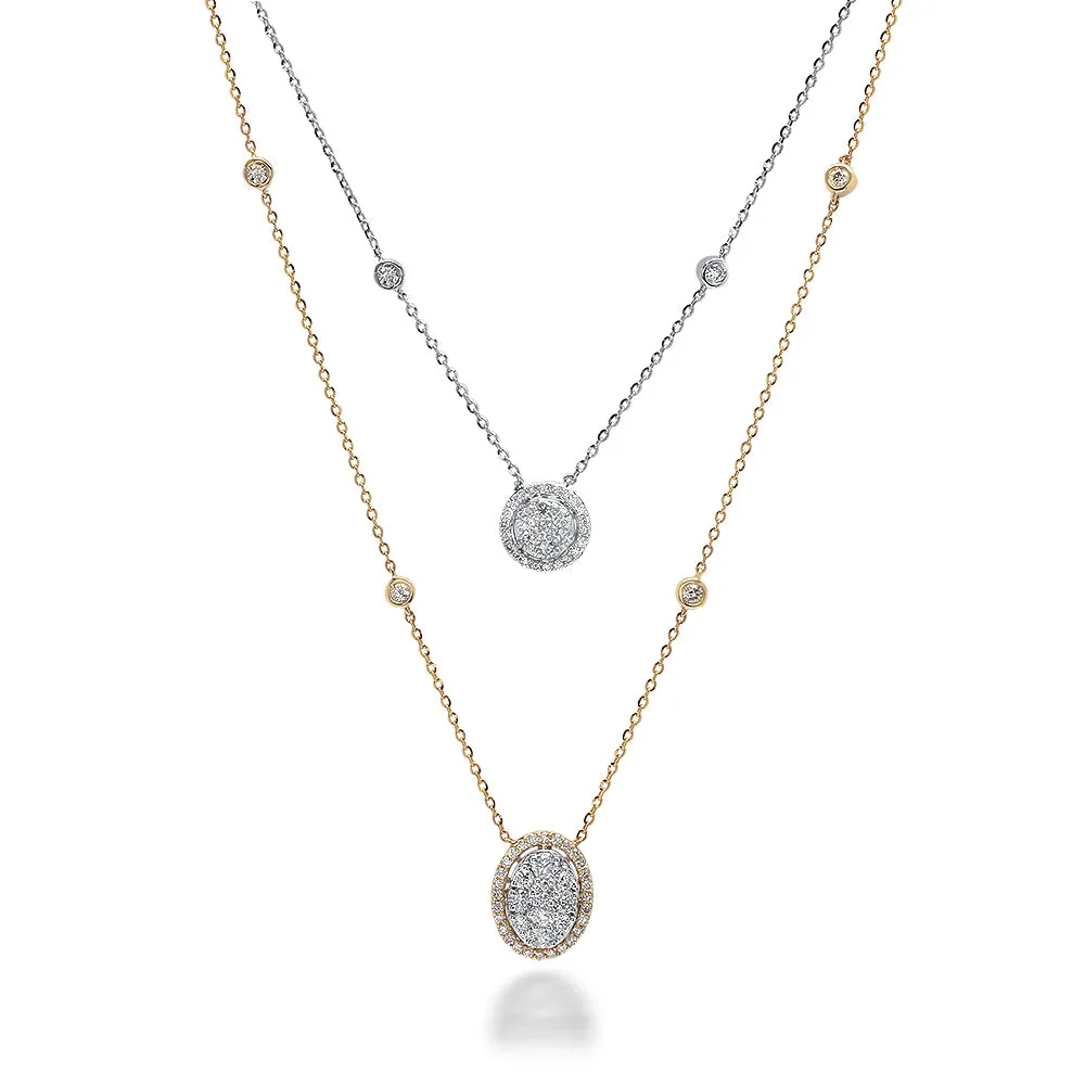 Double Layer Circle/Oval Halo Choker Necklace