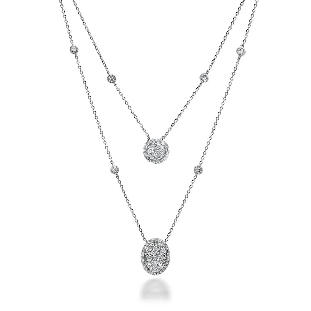 Double Layer Circle/Oval Halo Choker Necklace