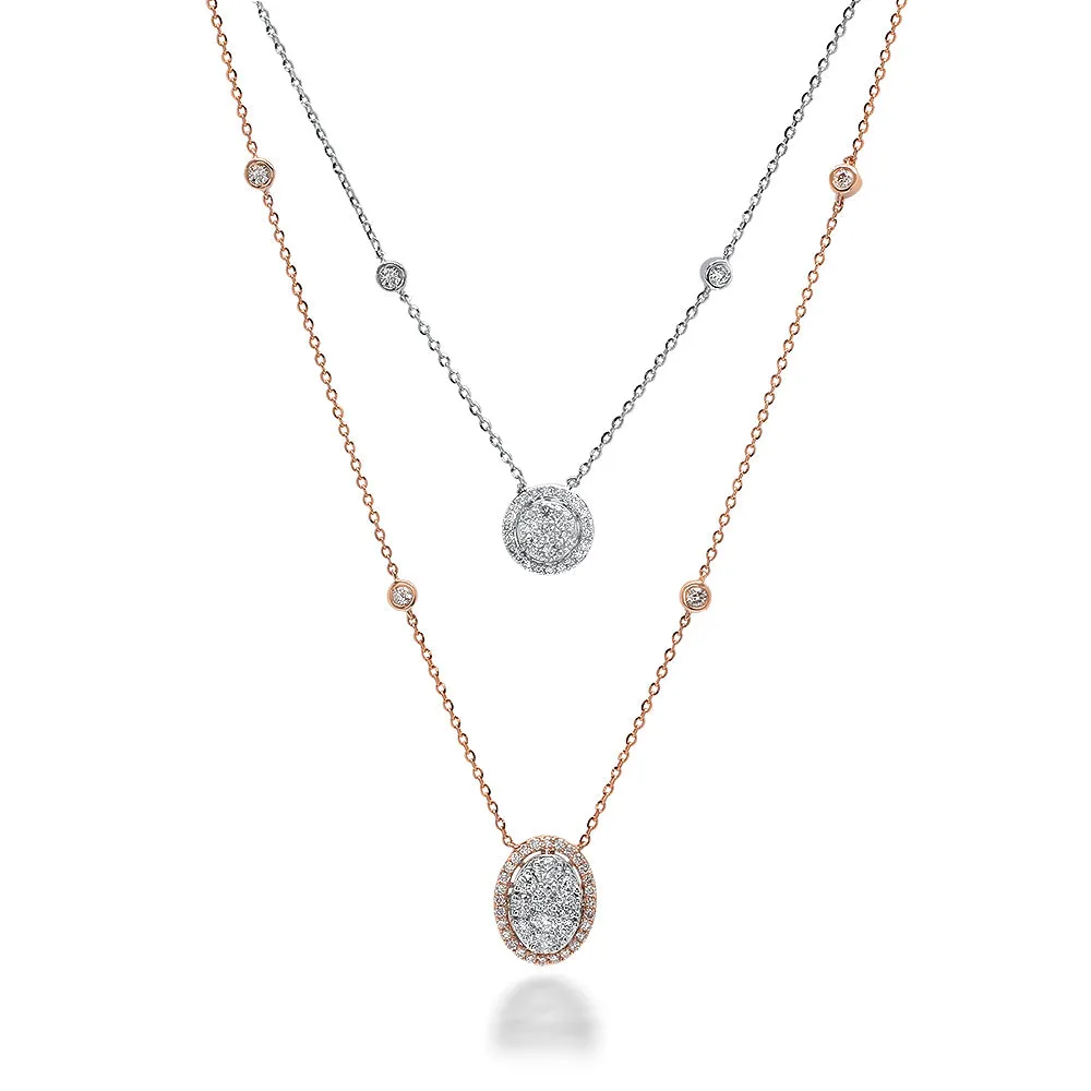 Double Layer Circle/Oval Halo Choker Necklace