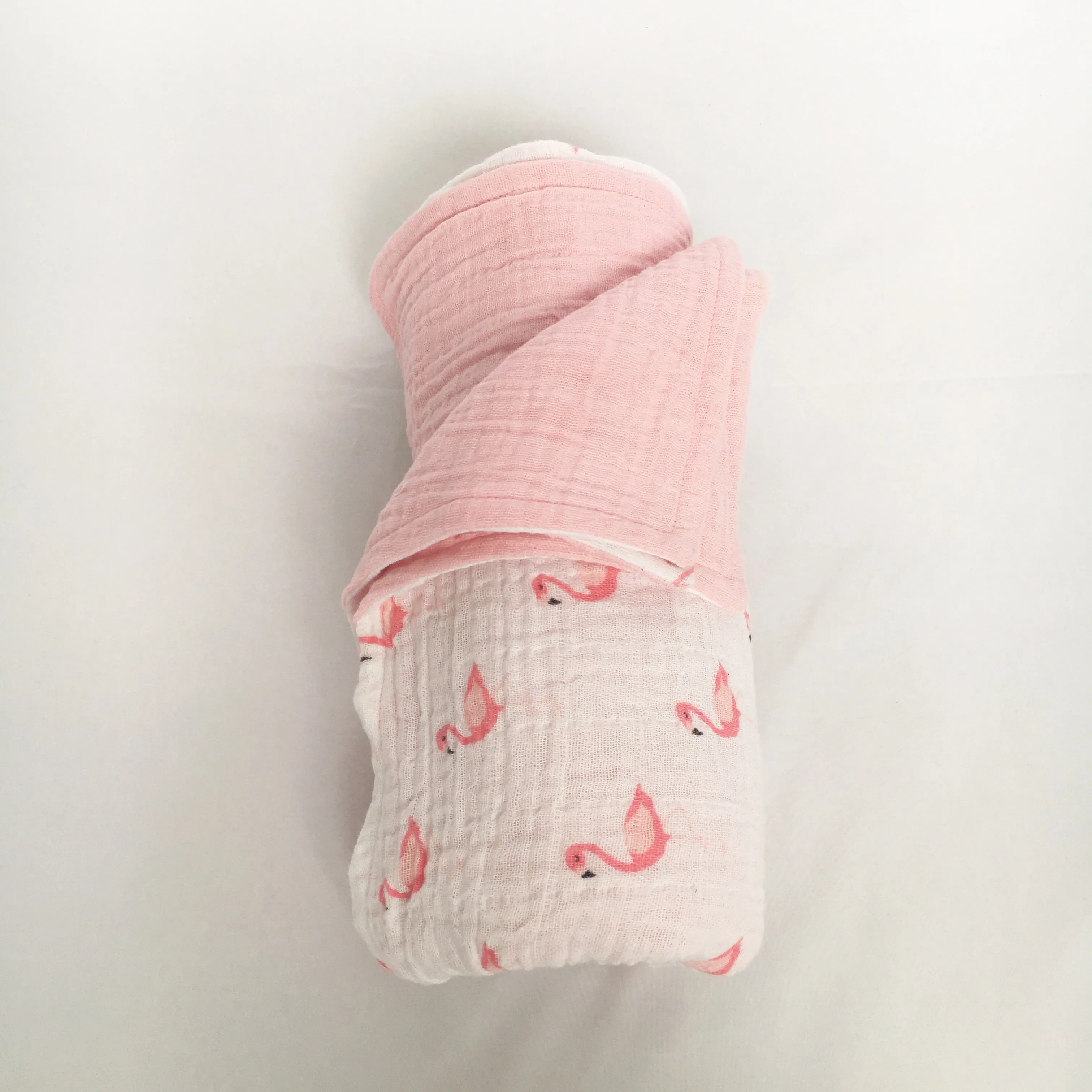 Double layer Flamingo Muslin Blanket