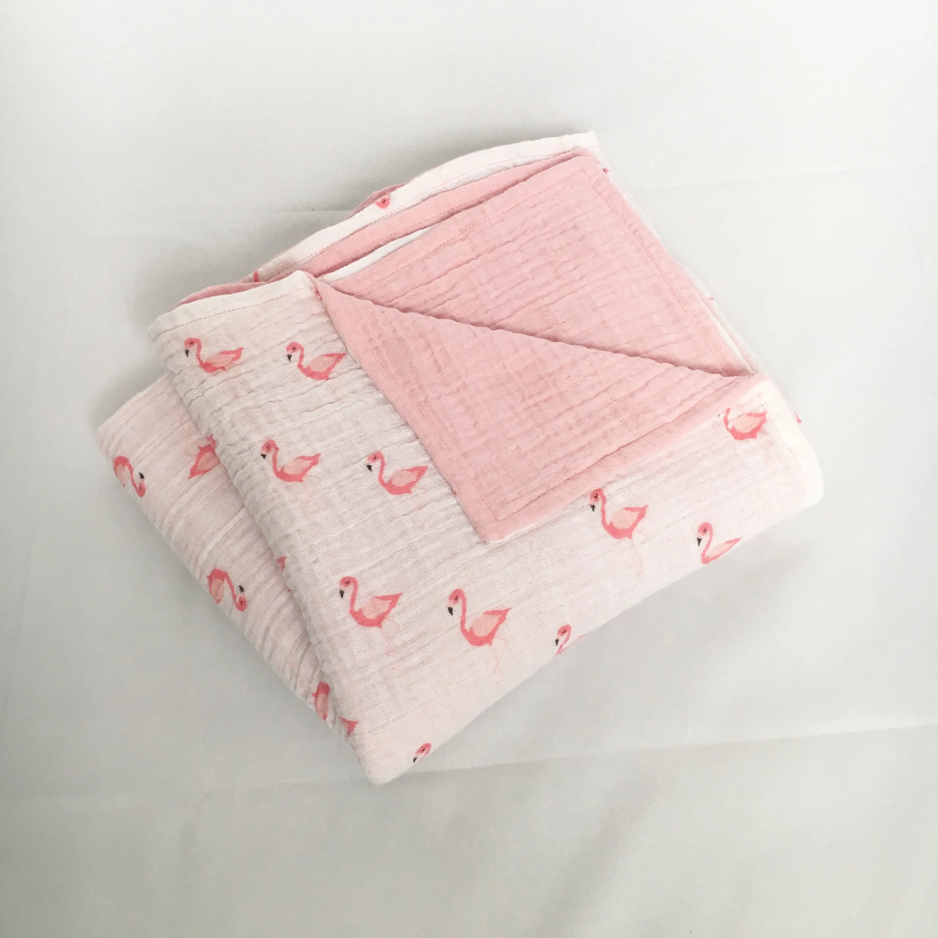 Double layer Flamingo Muslin Blanket