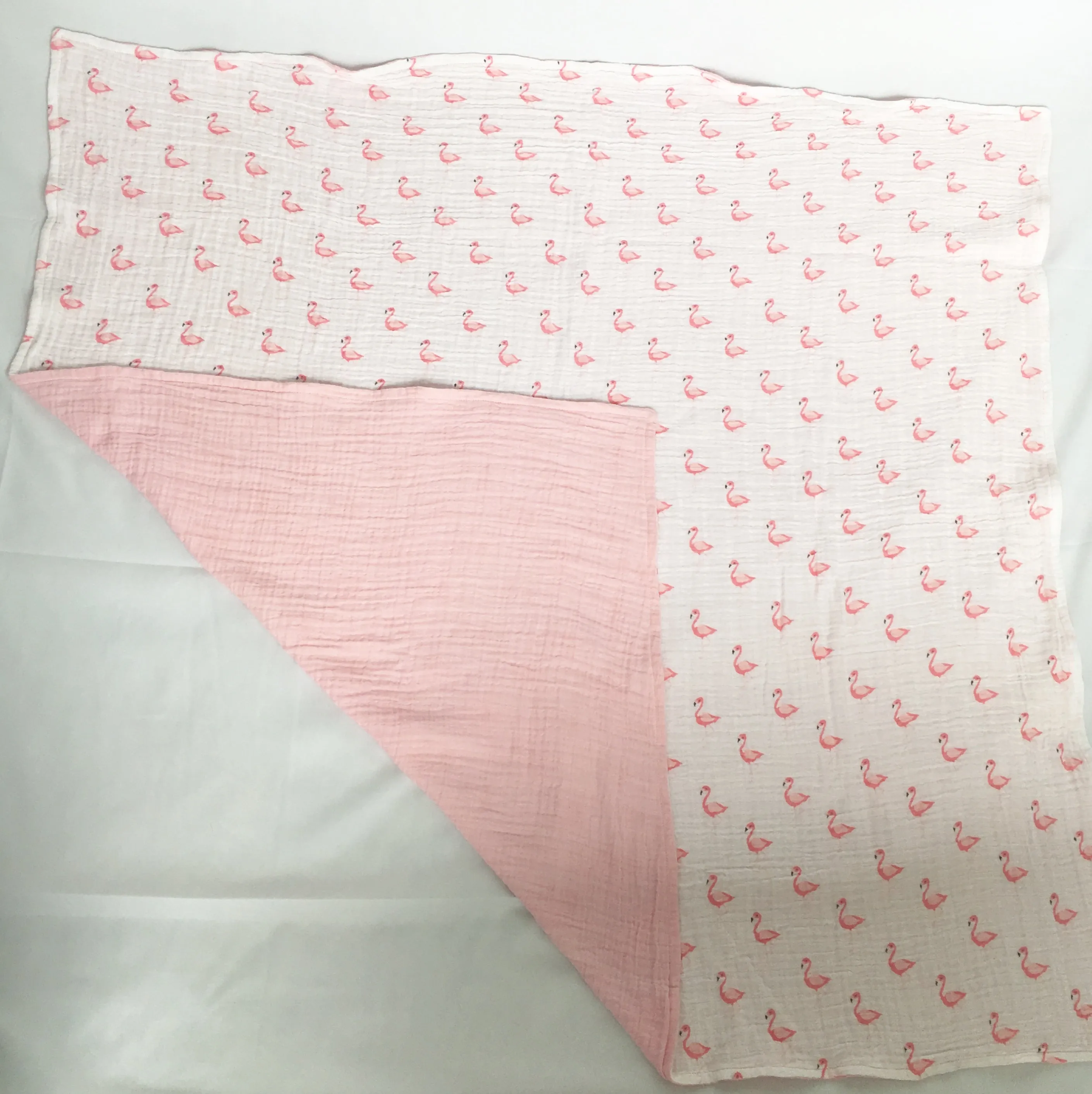 Double layer Flamingo Muslin Blanket