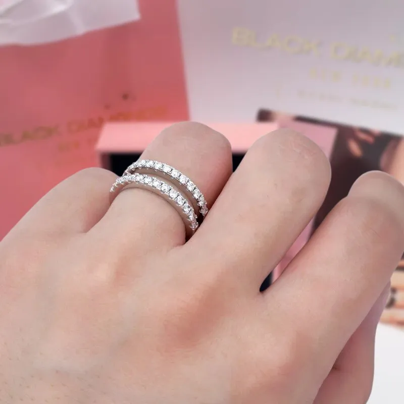 Double Layer Round Cut Diamond Wedding Band Enhancer