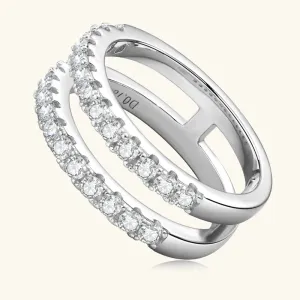 Double Layer Round Cut Diamond Wedding Band Enhancer