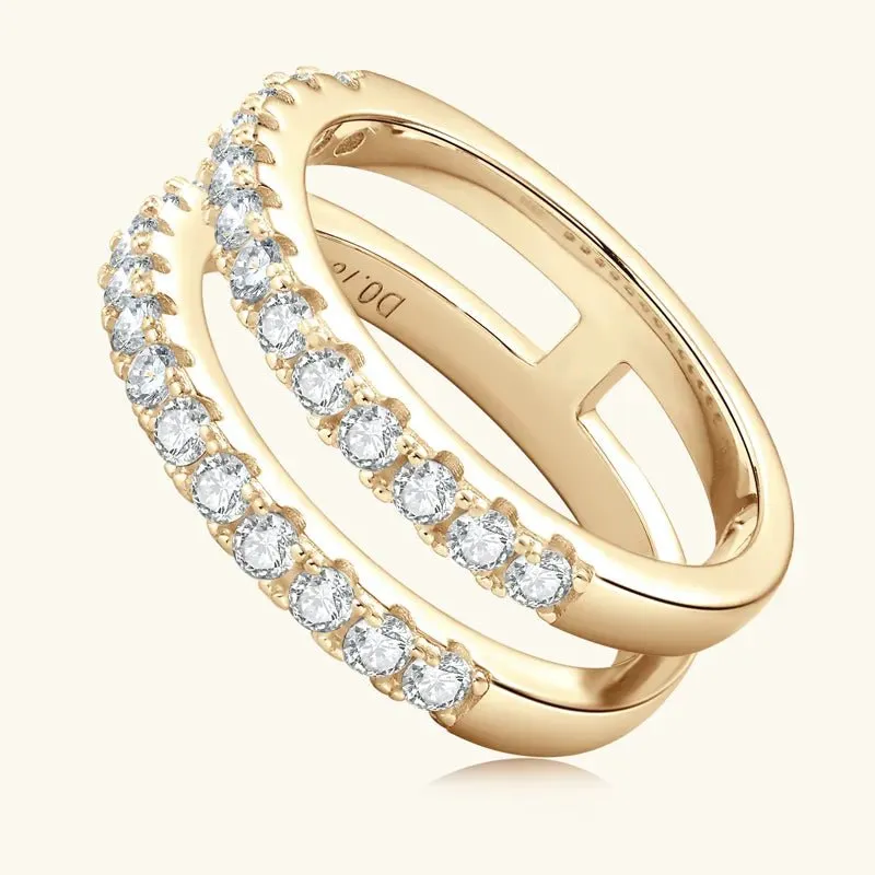 Double Layer Round Cut Diamond Wedding Band Enhancer