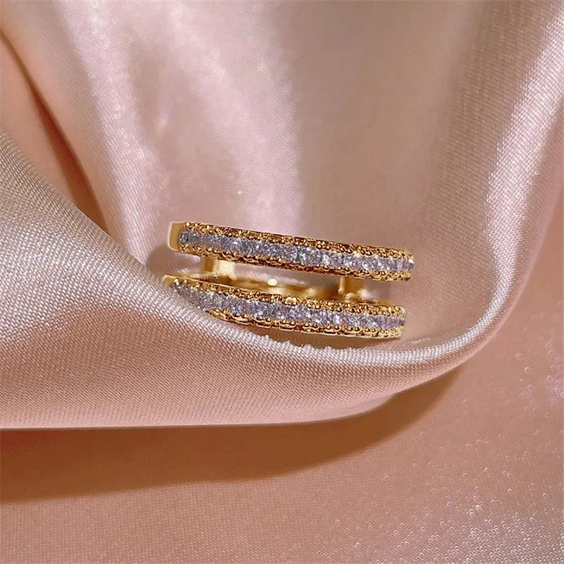 Double Layer Round Cut Diamond Wedding Band Enhancer