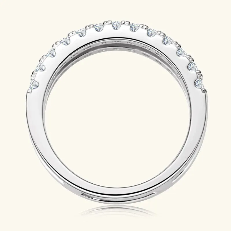 Double Layer Round Cut Diamond Wedding Band Enhancer