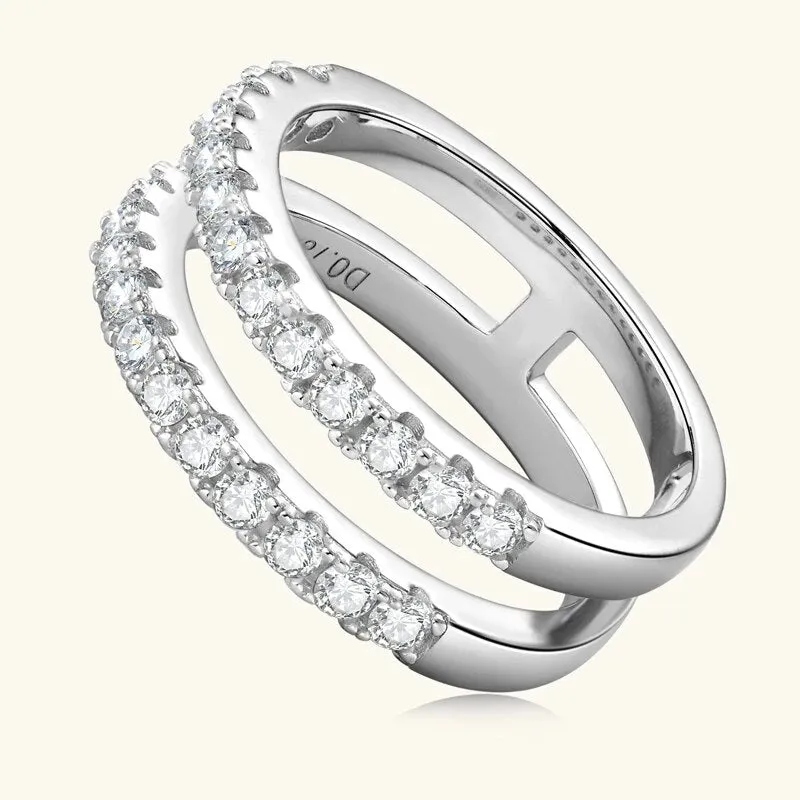 Double Layer Round Cut Diamond Wedding Band Enhancer