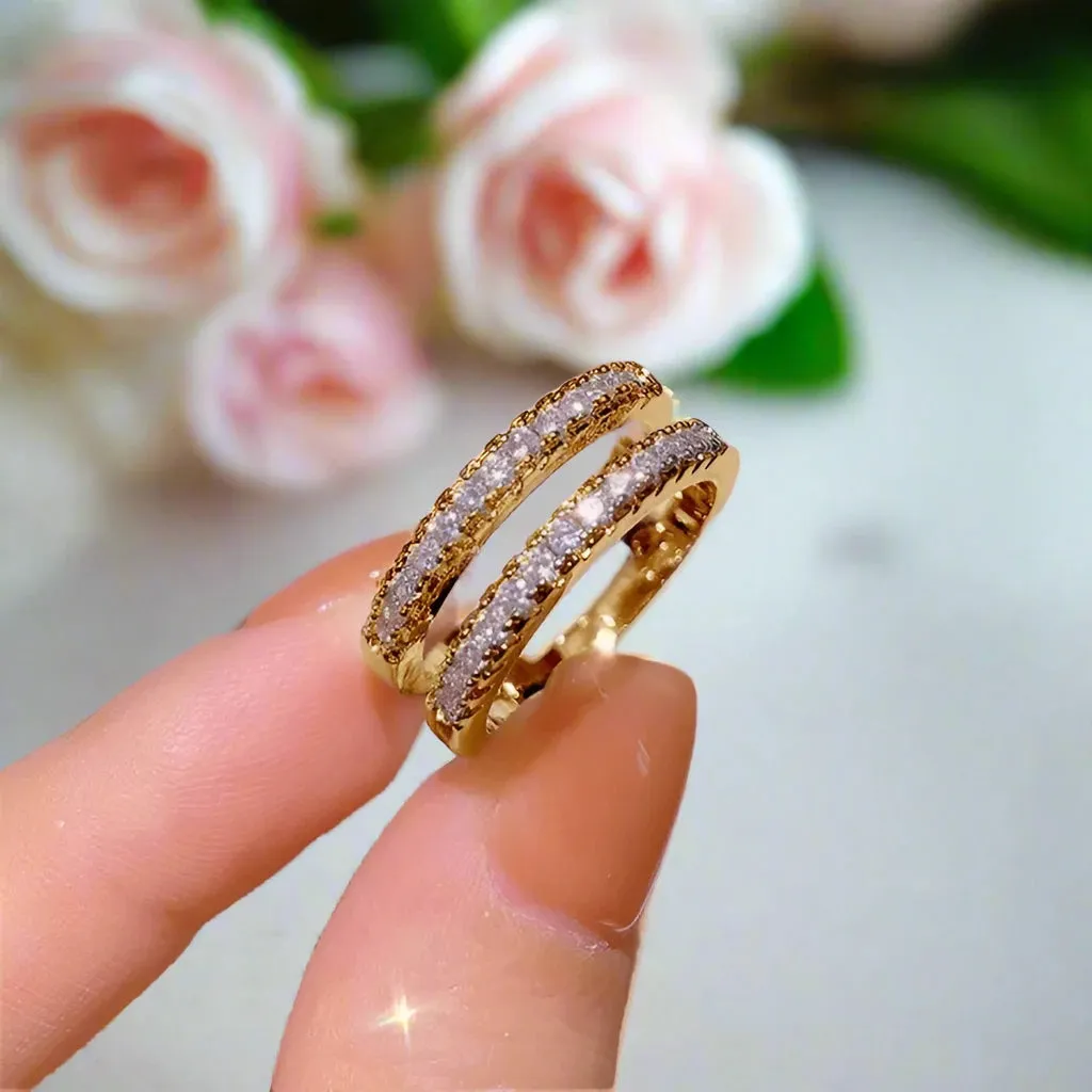 Double Layer Round Cut Diamond Wedding Band Enhancer
