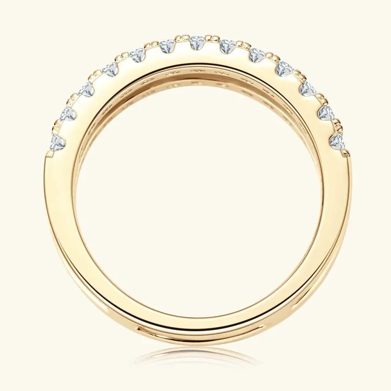 Double Layer Round Cut Diamond Wedding Band Enhancer