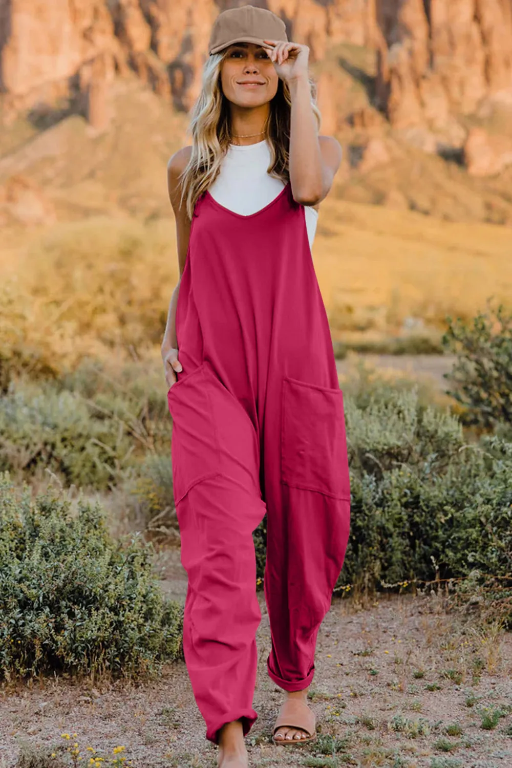 Double Take  V-Neck Sleeveless Jumpsuit with Pocket