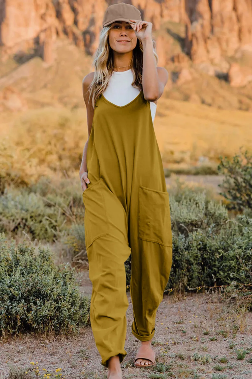 Double Take  V-Neck Sleeveless Jumpsuit with Pocket