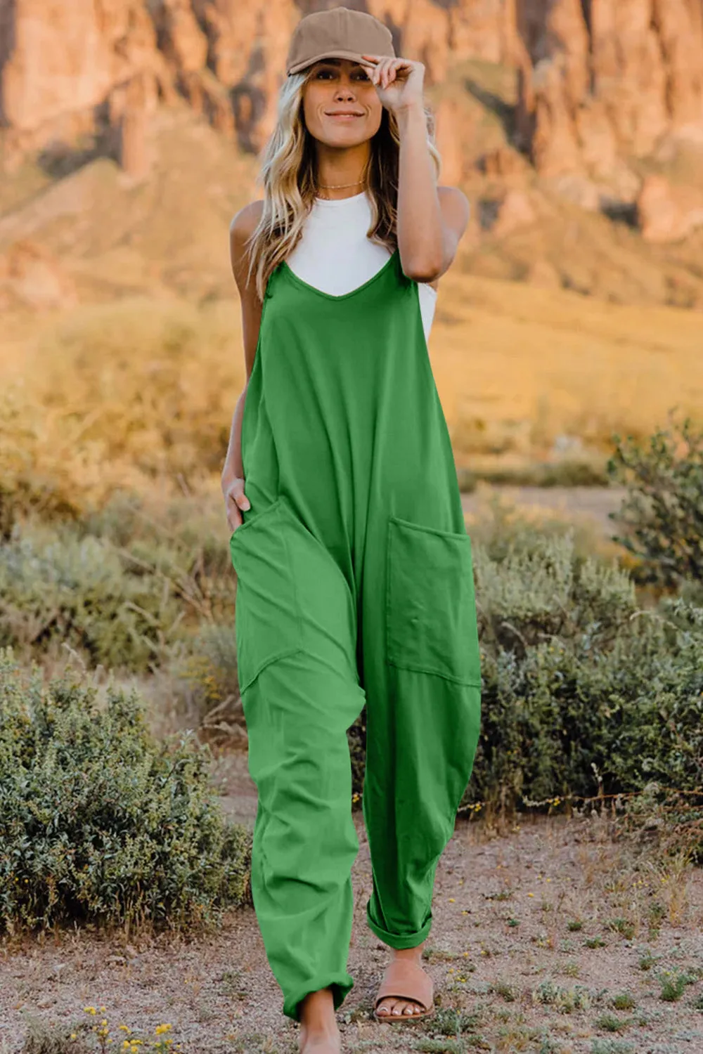 Double Take  V-Neck Sleeveless Jumpsuit with Pocket