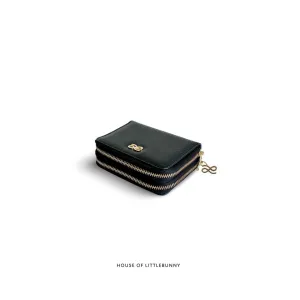 Double Zip Wallet Black PU
