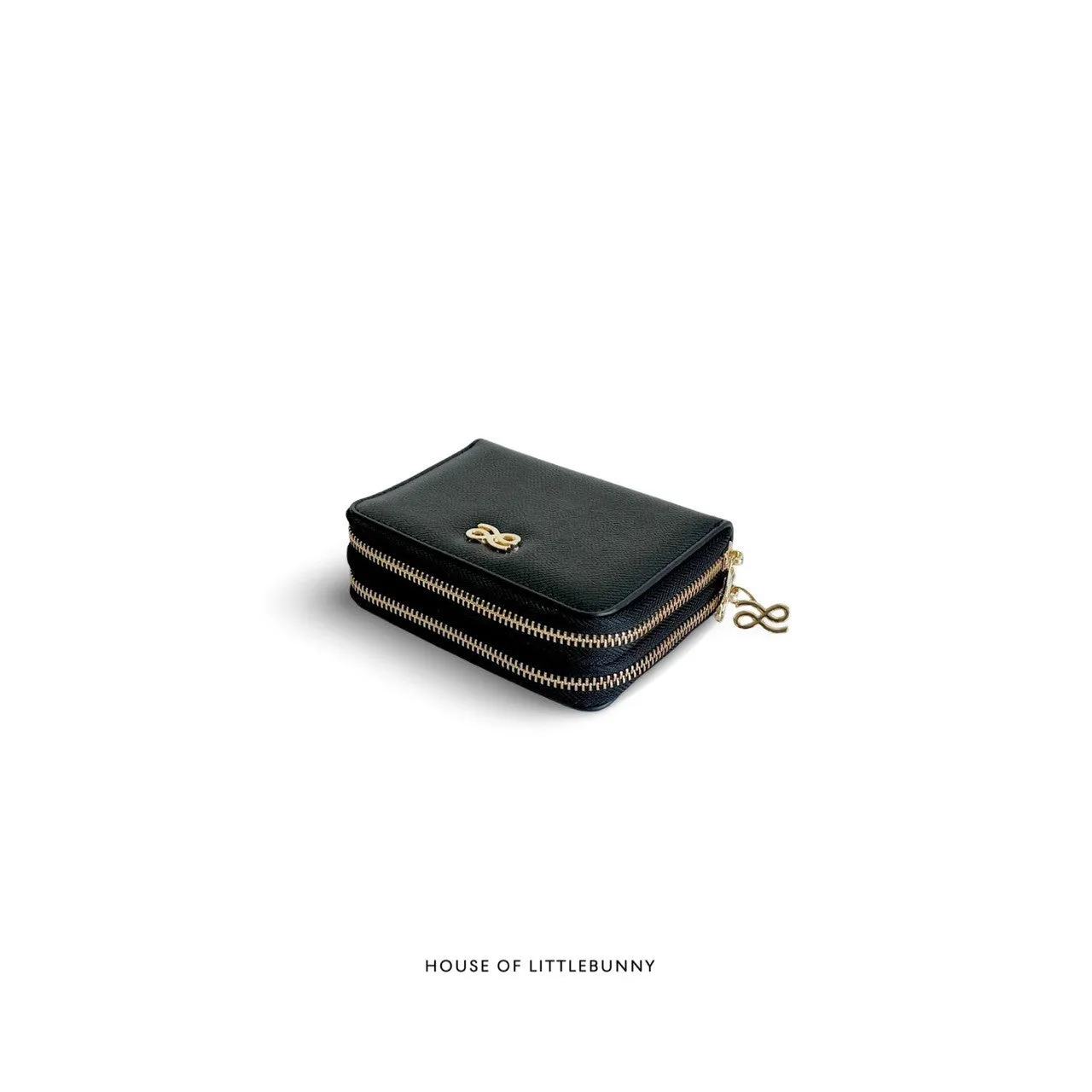 Double Zip Wallet Black PU