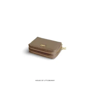Double Zip Wallet Tan Taupe PU