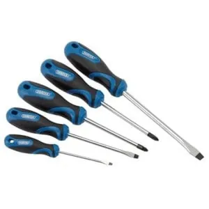 Draper Soft Grip Screwdriver Set, 3 X Plain Slot, 1 X Cross Slot, 1 X Pz Type (5 Piece) Dr-32610