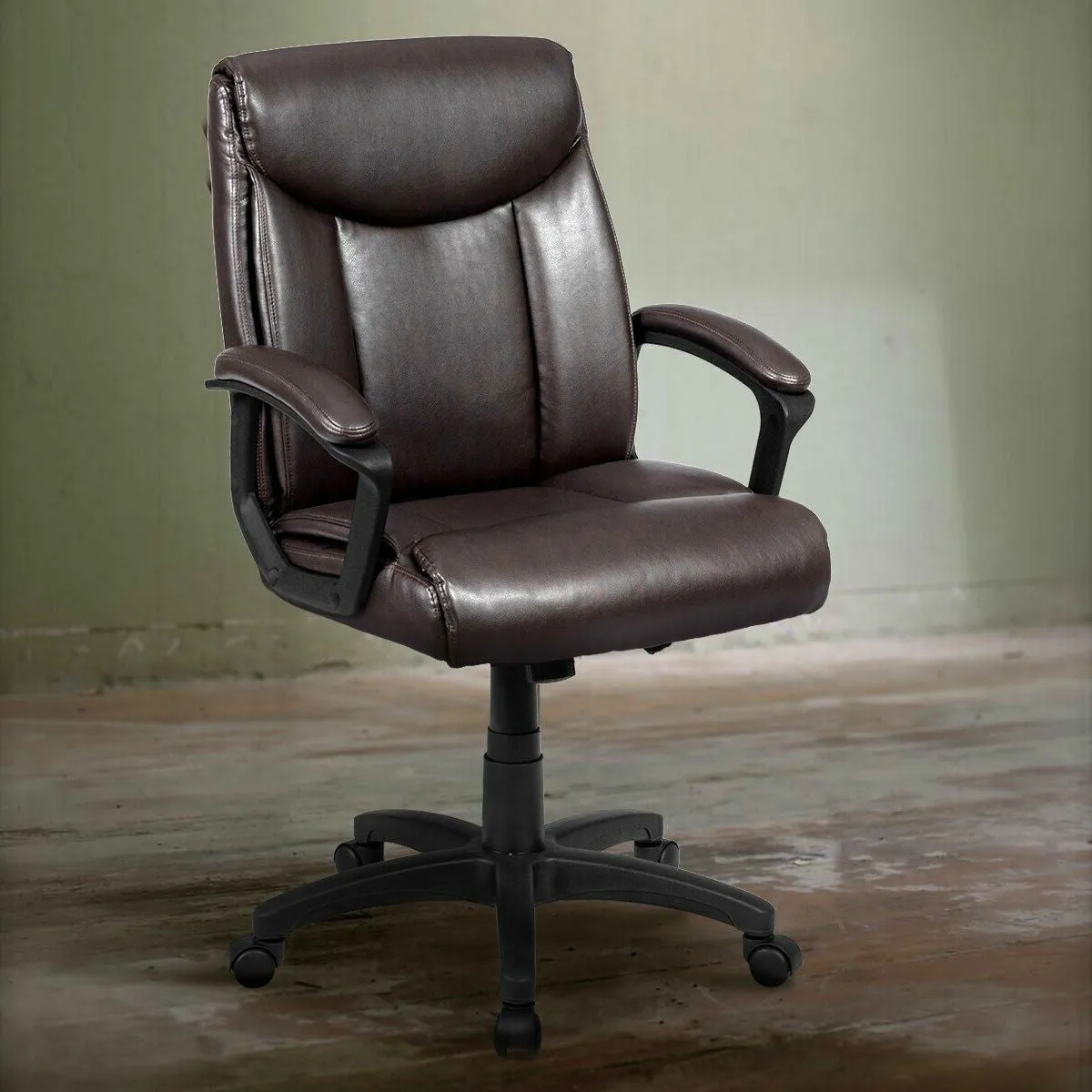 Ergonomic Brown Faux Leather Executive Office Chair