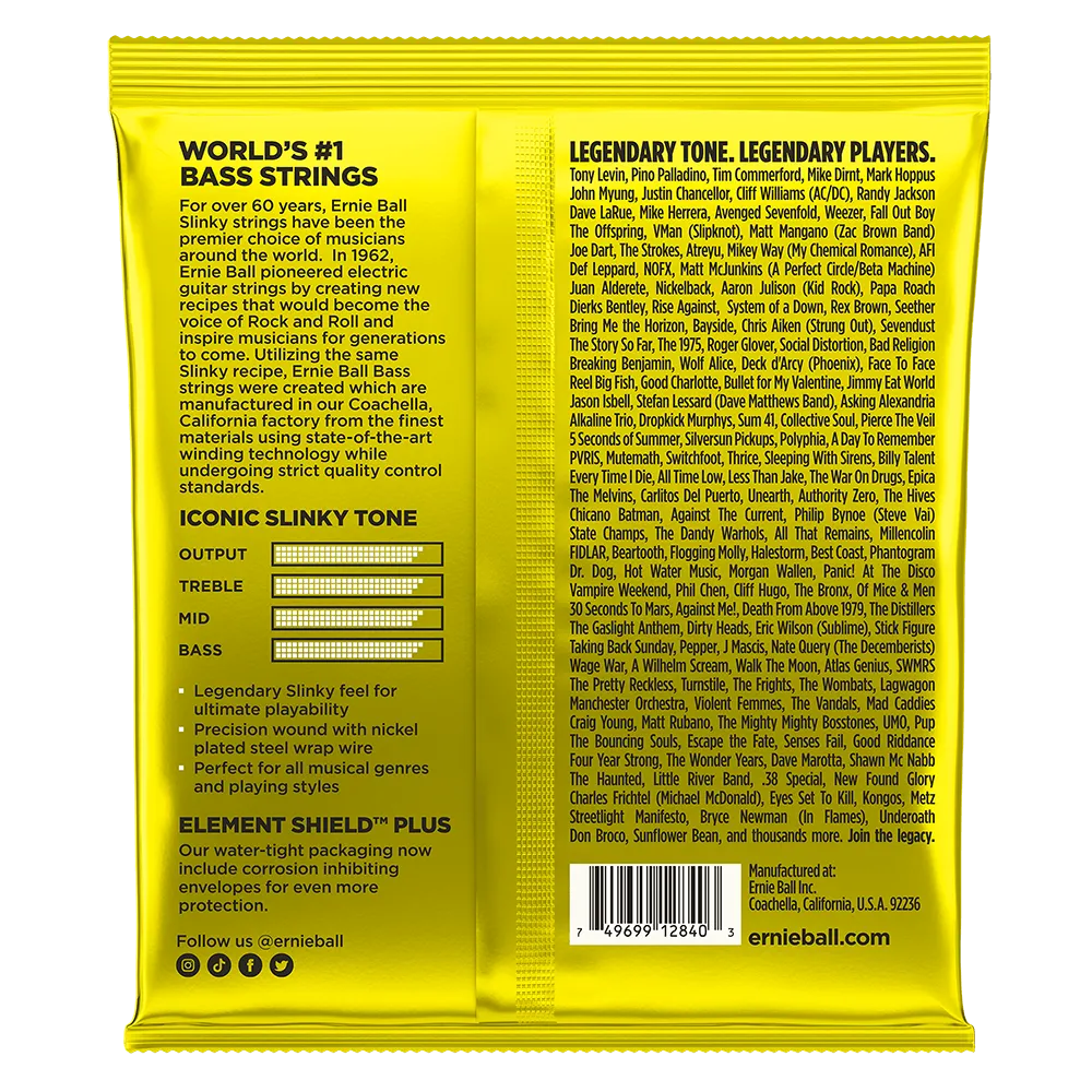 Ernie Ball Beefy Slinky Nickel Wound Electric Bass Strings - 65-130 Gauge