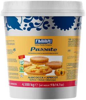 Fabbri APRICOT PUREE FOR TARTS AND CRÊPES - BAKE PROOF JAMS FOR PASTRY - 3 x 4.5KG Tin - Fabbri Canada