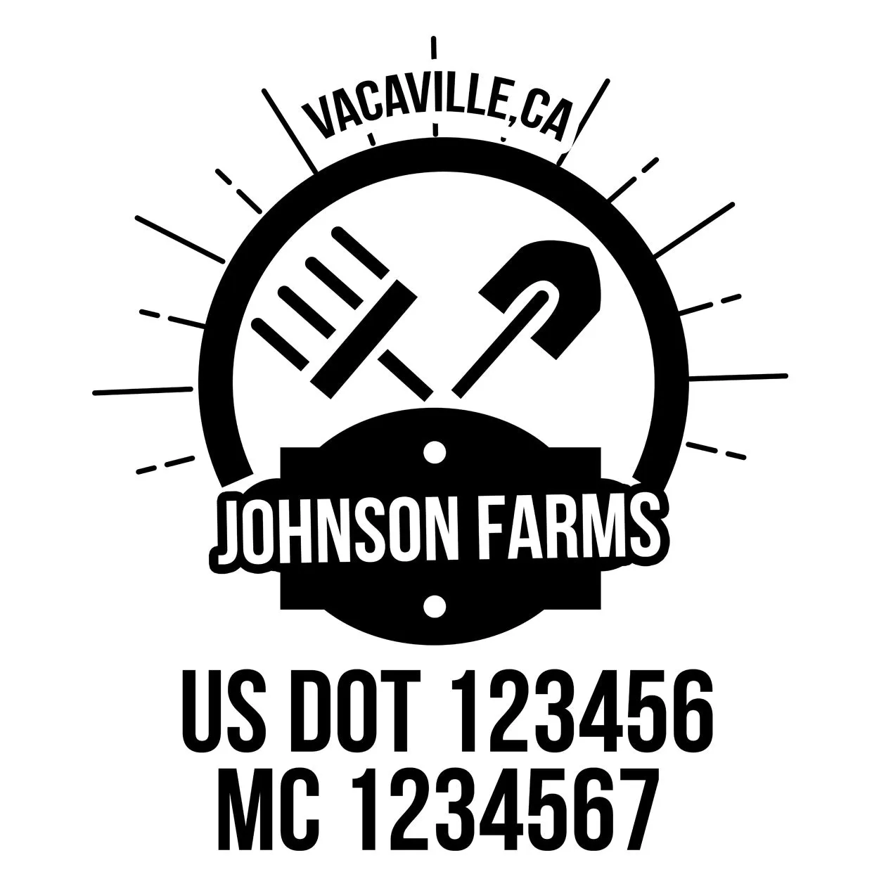 Farm Company Name Truck Decal (USDOT), 2 Pack