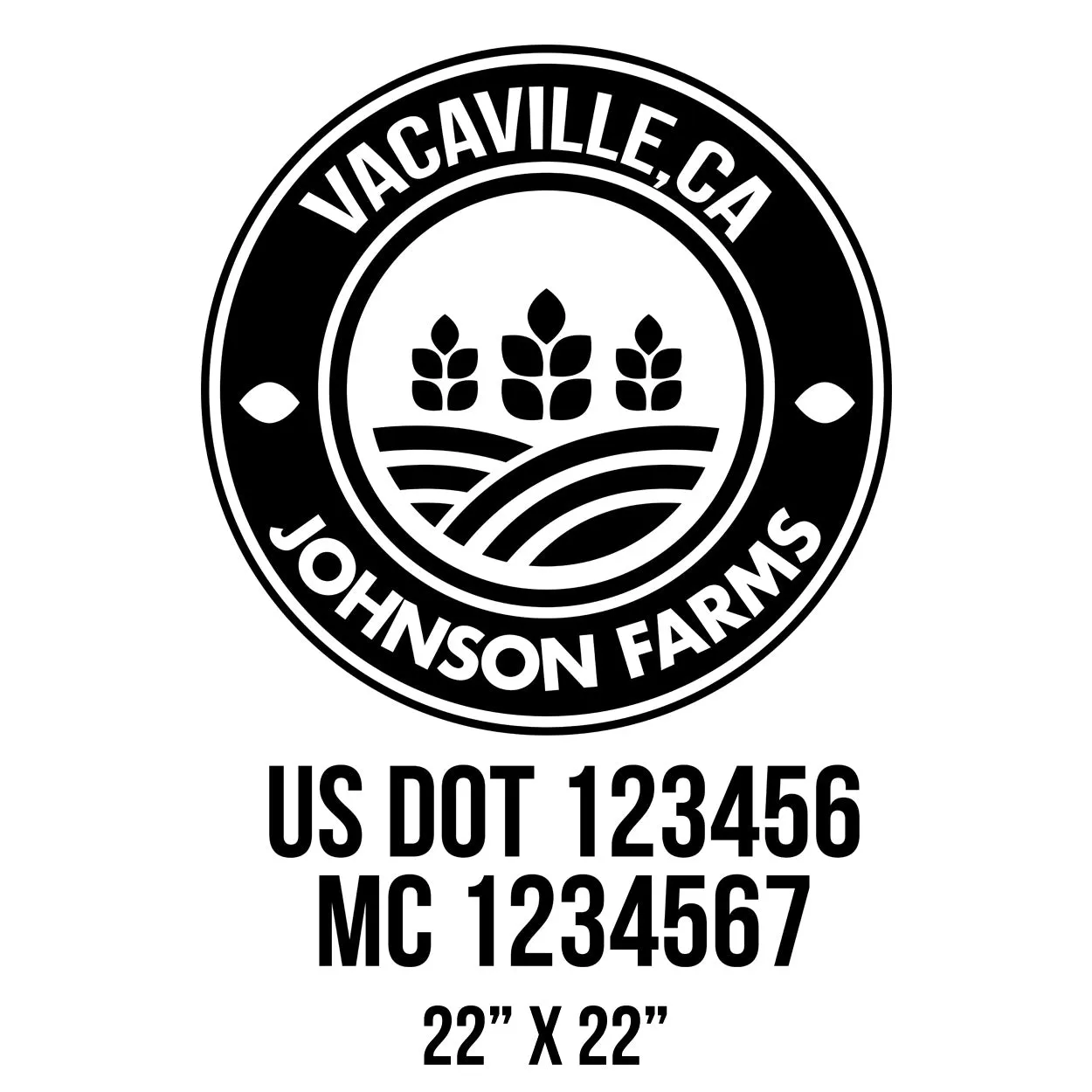 Farm Company Name Truck Decal (USDOT), 2 Pack