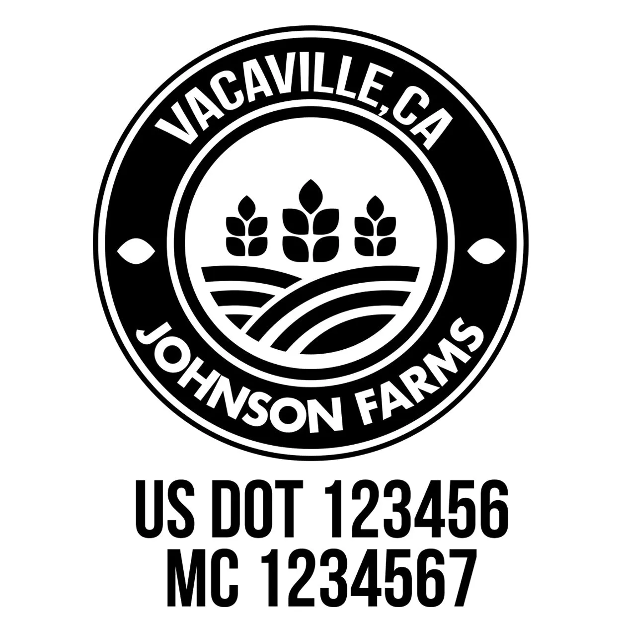Farm Company Name Truck Decal (USDOT), 2 Pack