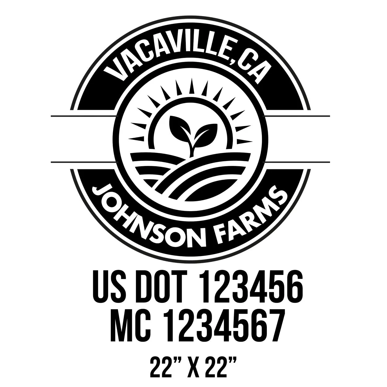 Farm Company Name Truck Decal (USDOT), 2 Pack