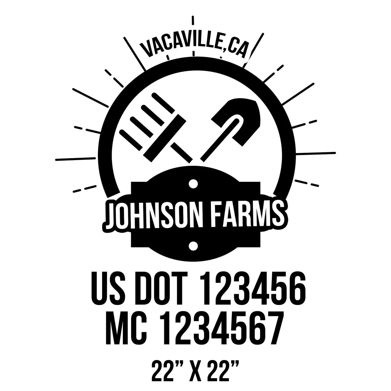 Farm Company Name Truck Decal (USDOT), 2 Pack