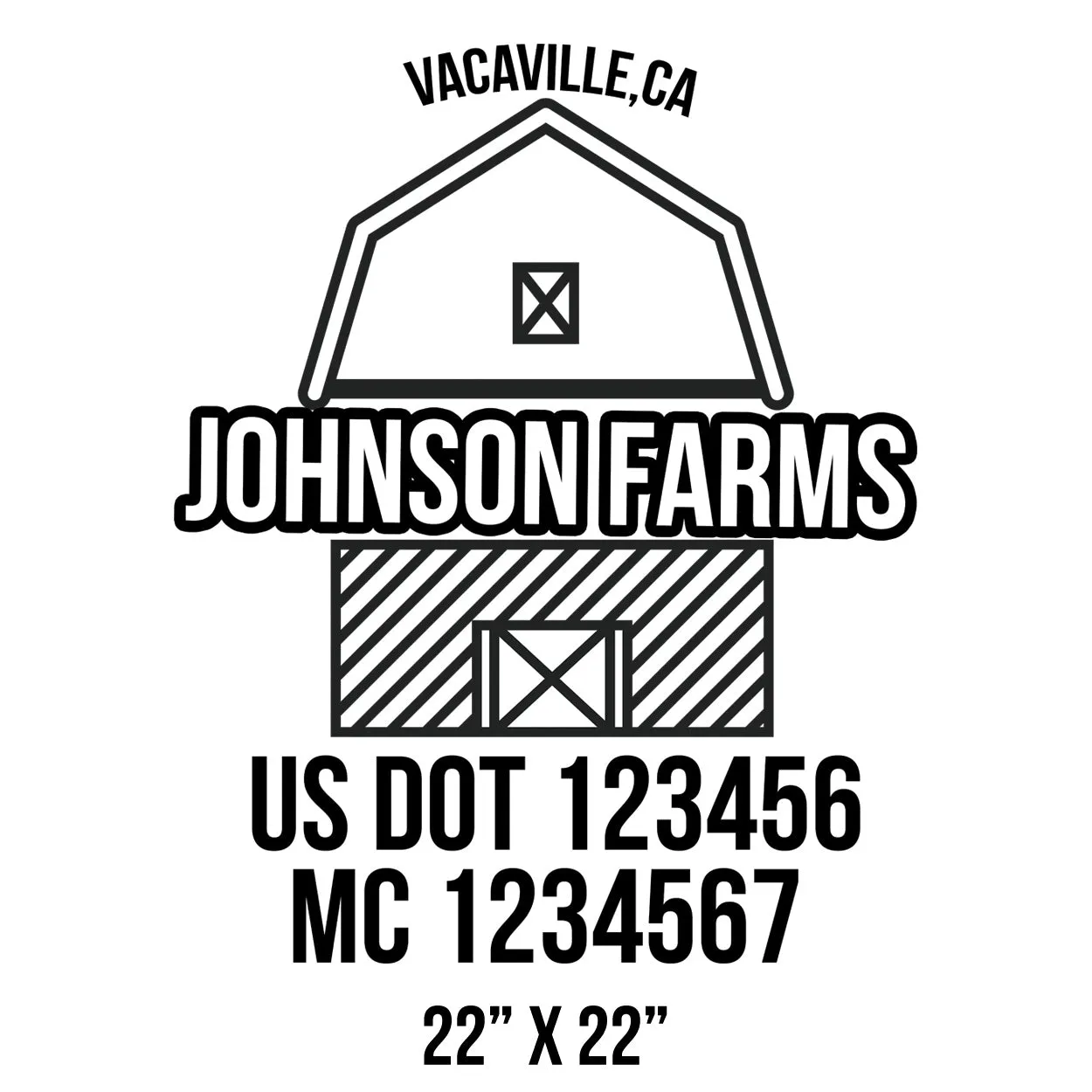 Farm Company Name Truck Decal (USDOT), 2 Pack
