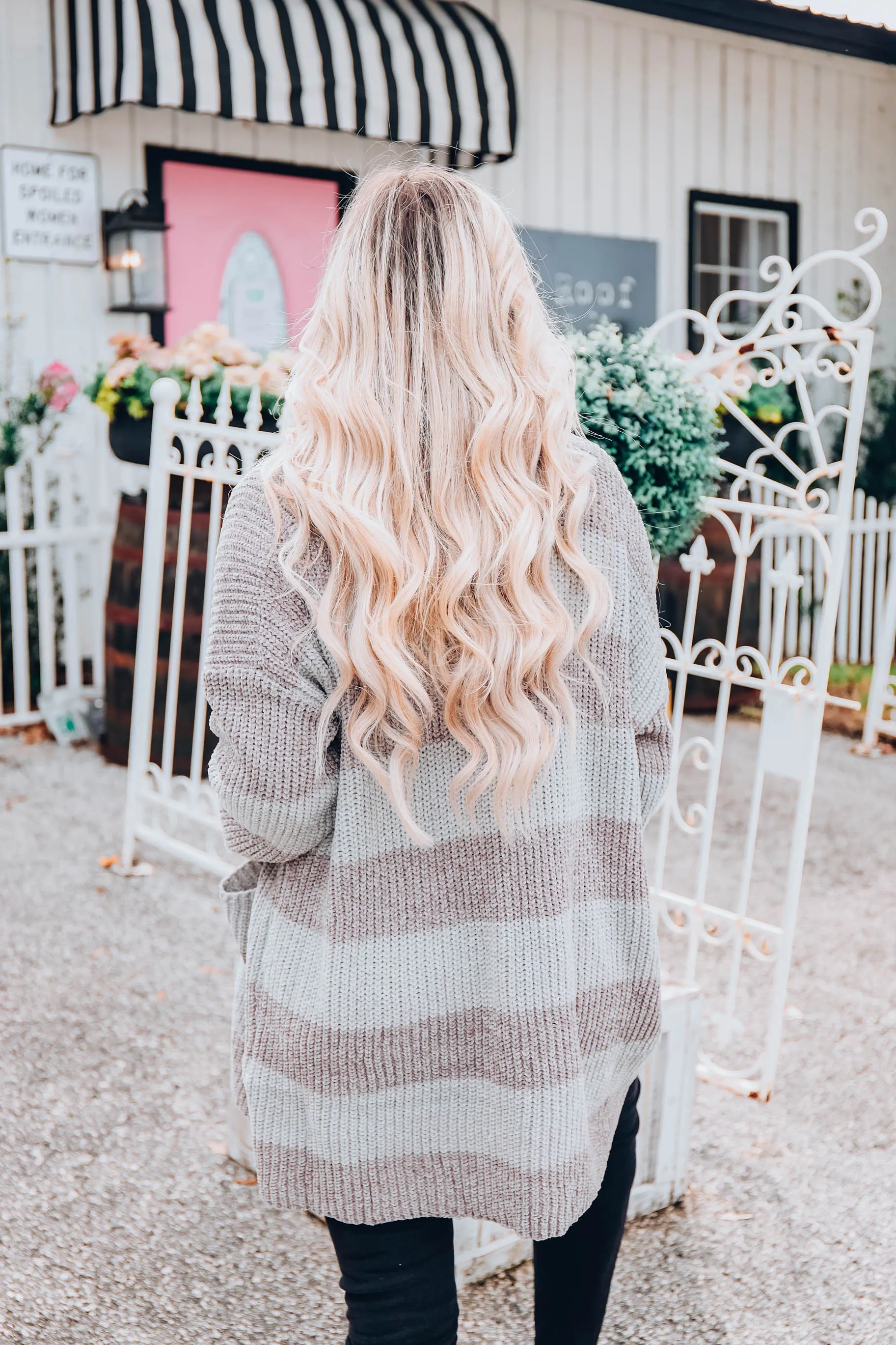 Fireside Striped Cardigan - Charcoal - S-3X
