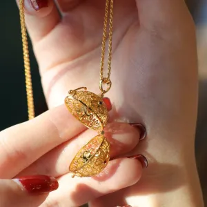 Flower Ball Locket Necklace (Solid Silver)