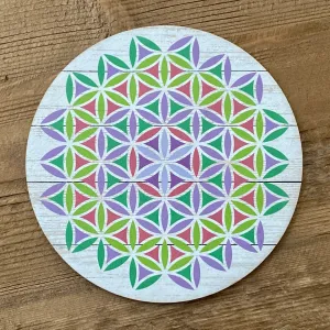 Flower of Life Colorful Crystal Grid Base / Plaque FB1652