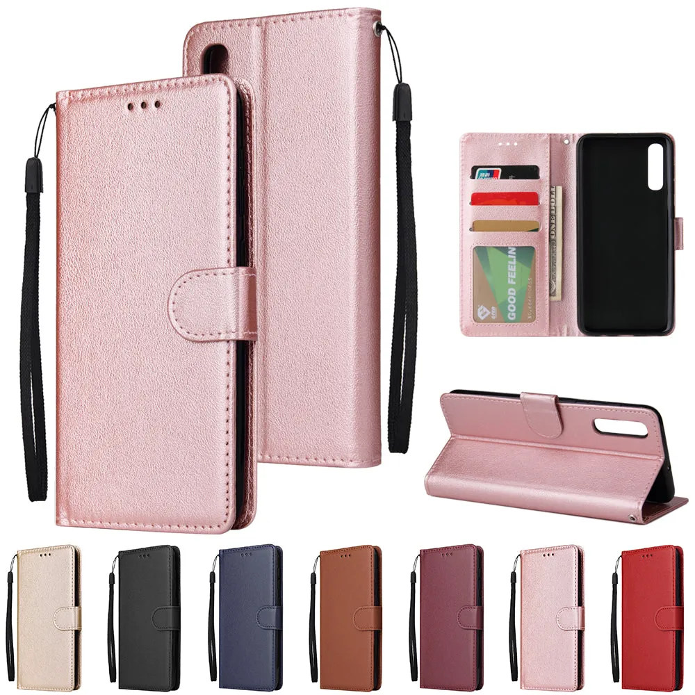 For Samsung A50 Wallet-type PU Leather Protective Phone Case with Buckle & 3 Card Position red
