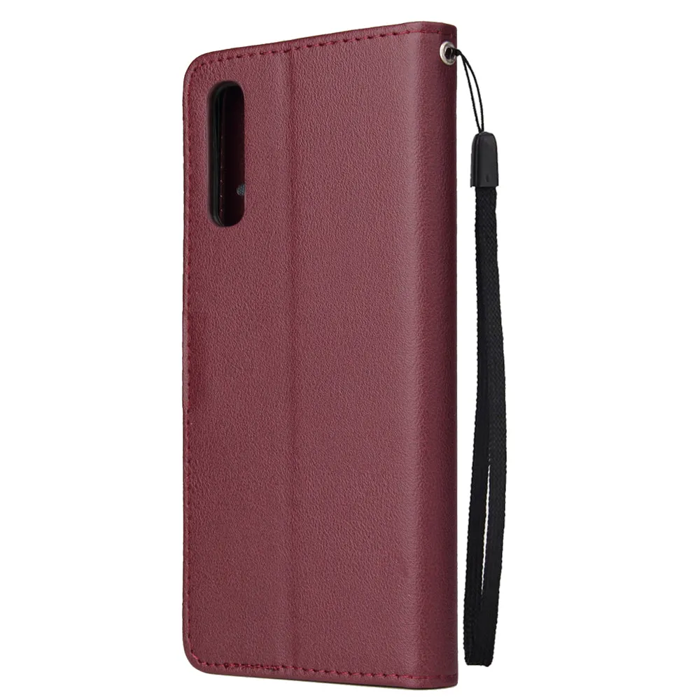 For Samsung A50 Wallet-type PU Leather Protective Phone Case with Buckle & 3 Card Position red