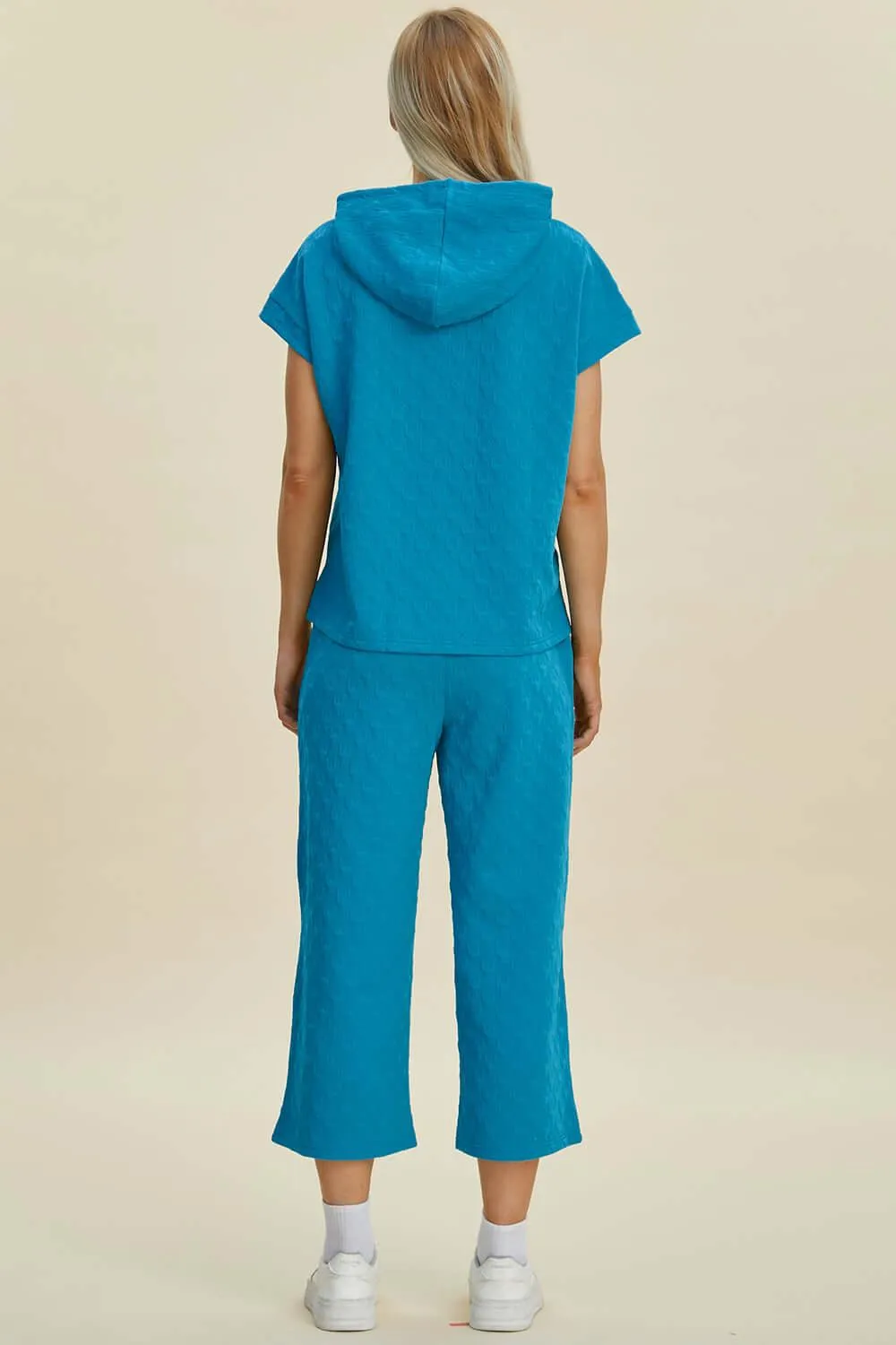 Full Size Textured Drawstring Hoodie & Pants Set