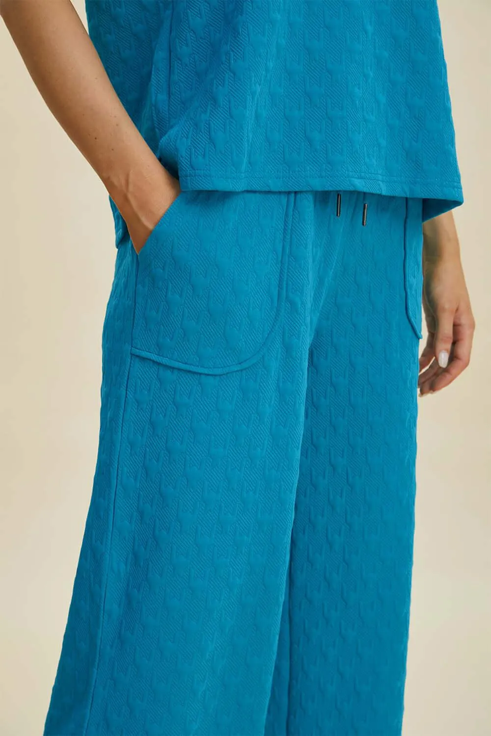 Full Size Textured Drawstring Hoodie & Pants Set