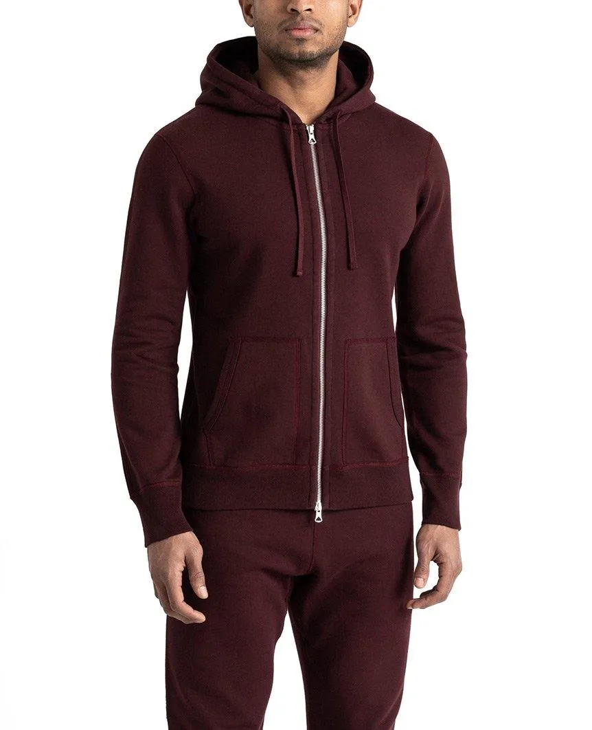 Full Zip Hoodie Midweight Terry Crimson