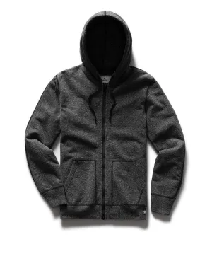 Full Zip Hoodie Midweight Terry Heather Black