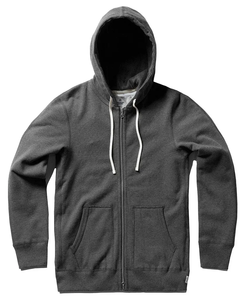 Full Zip Hoodie Midweight Terry Heather Charcoal